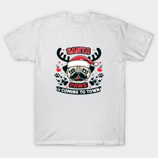 Santa Paws, Pug Christmas T-Shirt